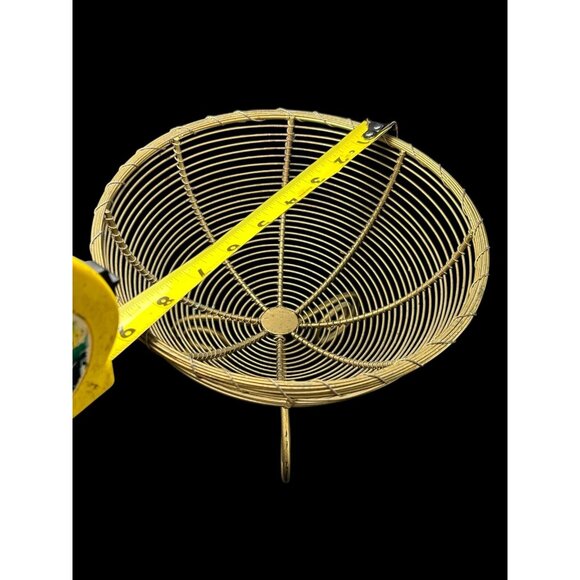 Vintage Gold Round French Woven Wire Pedestal Basket Fruit Boho Centerpiece Bowl - Picture 5 of 8